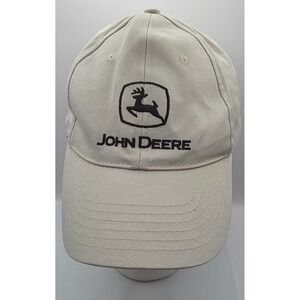 K-Products Authentic John Deere Snapback Hat Cap‎ Beige Jd Link Vintage